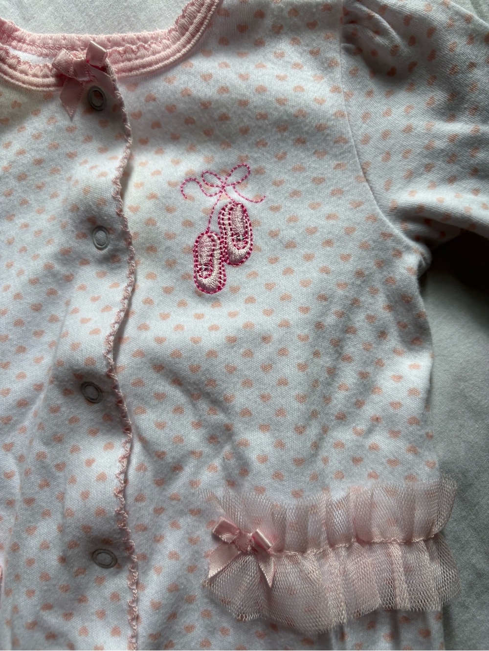 Coquette Little Me Pink Polka Dot Newborn Onesie